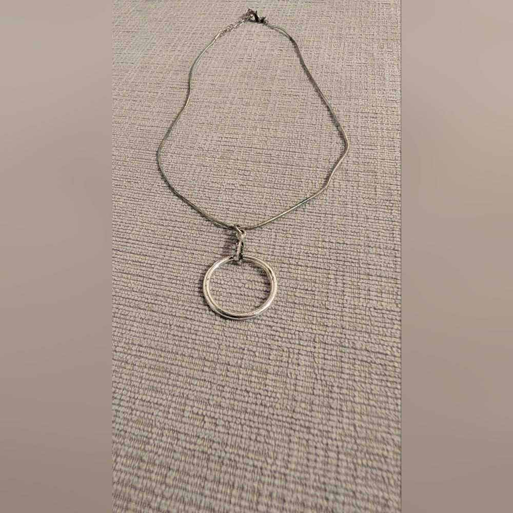 Silver Circle Pendant Necklace - Picture 2 of 2